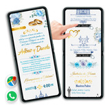 Invitación Interactiva Boda Floral Azul Digital Con Botones