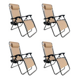 Silla Camastro Plegables Reclinable Gravedad 0 Jardín 4 Pzs