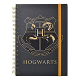 Libreta De Notas Harry Potter Con Espiral Metalico Decorada Color Escudo Negro