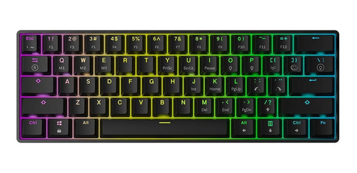 Teclado Mecanico Gamer Rgb Led Mizar Mz60 Luna Negro Marron