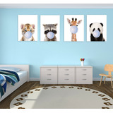 4 Pzas Animalitos Con Chicle Lienzo Canvas Cuadro Decorativo