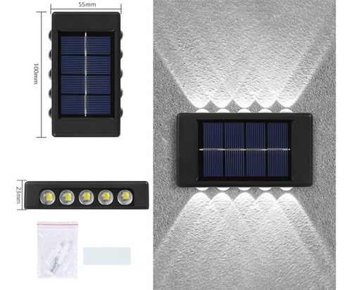 4x Arandela Solar 2 Focos Parede Slim 10 Fachos Led Externa Cor Branco Frio 10 Led