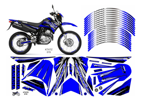 Adesivos Carenagem + Friso Yamaha Lander 250 2009/2019 Azul