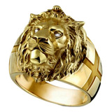 Nuevo Anillo De Cabeza De León Dorado Inoxidable