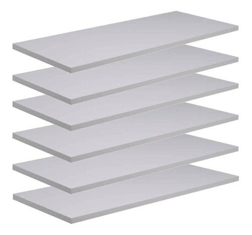 Kit 6 Prateleiras Mdf 15mm Branco 80x20 Grátis Suporte 80206