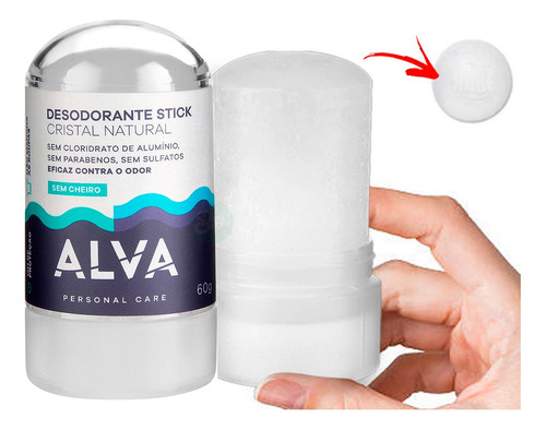Desodorante Crystal Natural 60g Sem Perfume Importado Alva