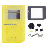 Carcasa Para Game Boy Dmg Transparente Color Amarillo Fluor