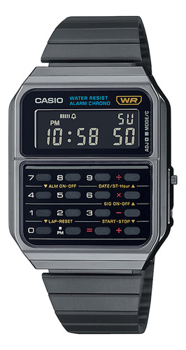 Reloj De Pulsera Casio Ca-500wegg-1bdf, Digital, Fondo Negro, Con Correa De Acero Inoxidable Color Negro, Bisel Color Gris Y Desplegable