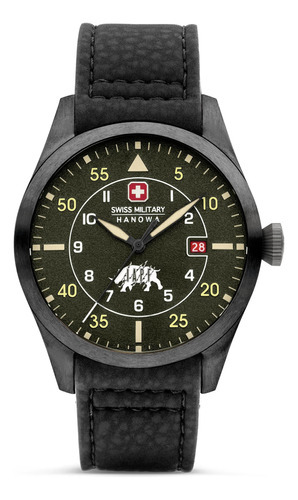 Reloj Swiss Military Smwgn0001231 Para Hombre Cristal Zafiro Color De La Malla Negro Color Del Bisel Negro/rojo Color Del Fondo Verde