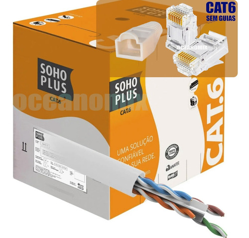 Cabo De Rede Utp Cat6 Branco Furukawa Sohoplus 100 Mt+ 20 Rj