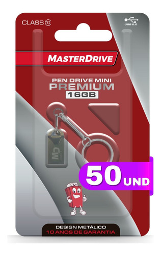 Kit 50 Mini Pendrive 16gb Masterdrive Premium Atacado
