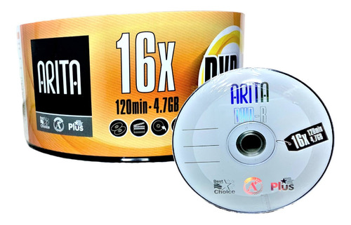 200 Dvd-r Arita Logo Branco 4.7 Gb 120 Minutos 16x Original