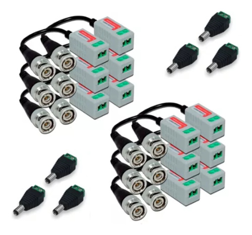 6 Pares Video Balun Parafuso P/ Cftv + 6 Conectores P4 Macho