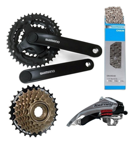 Kit Transmisión Shimano 21v Piñon+platos+descarrilador+caden