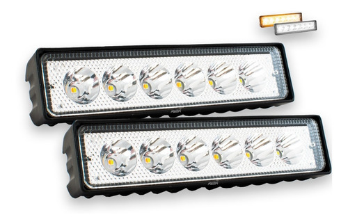 Par Faros Barra 6 Led Bicolor Blanco Ambar Multivoltaje