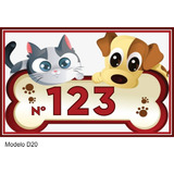 Numero Residencial Placa Pet Shop Cão Gato Casa Modelo D20