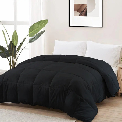 Edredón Tamaño Matrimonia Relleno Hipoalergénico Súper Suave Color Negro Diseño de la tela Rayas | Envío gratis