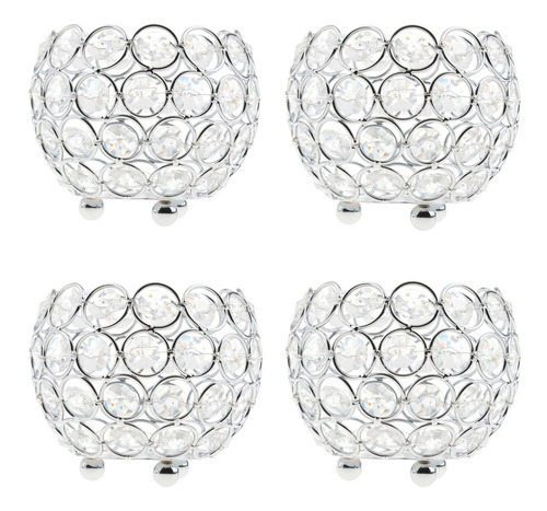 4 Piezas Cristal De Plata Cristal Candelabros Banquete