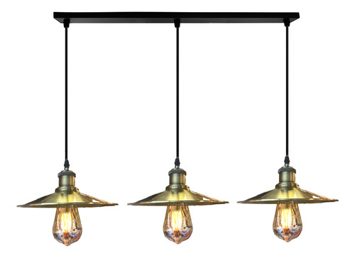 Lampara Colgante Metalica Vintage Nige 3 Luces + Ampolletas