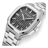Relojes Impermeables De Acero Inoxidable Curren Fashion Para Color Del Fondo Silver Black