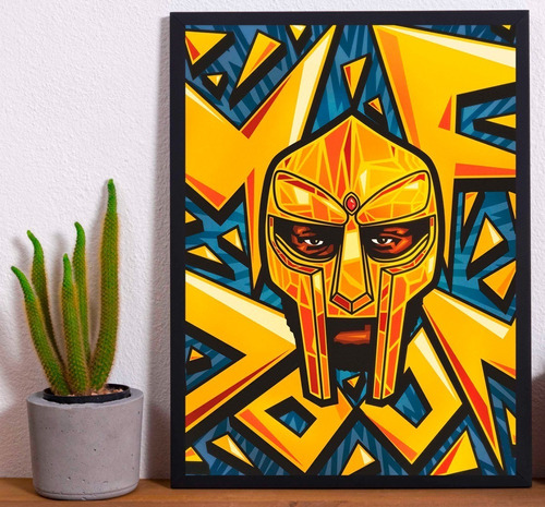 Cuadro Marco Negro Poster 33x48cm Mf Doom Rap Hip Hop Fanart