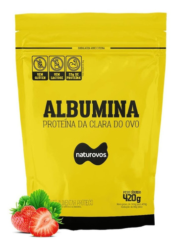 Albumina - 420g Refil Morango - Naturovos