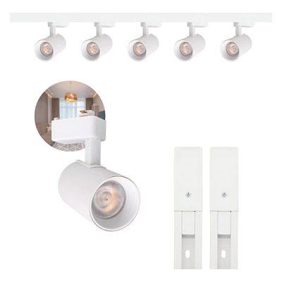 Kit De Trilhos Eletrificado 2m Branco+ 5 Spots Led 7w Neutro Cor Branco\u002FNeutro 110V\u002F220V (Bivolt) | Frete grátis