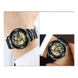 Reloj Negro Fngeen Automático Golden Skeleton Aaa