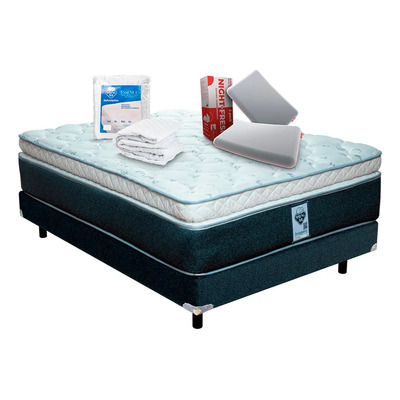 Colchón King Size Con Box Spring Air Gibson Más 2 Blancos Color Gris | Meses sin interés