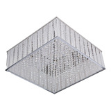 Luminaria Teto Plafon Sobrepor Quadrado Cristal K9 50cm