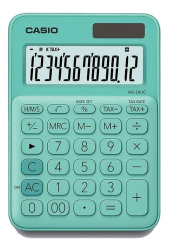 Calculadora Casio Solar 12 Digitos Escritorio Color Verde