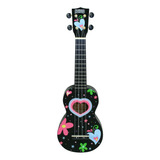 Mahalo Soprano Ukelele Corazon De Color Negro Con Bolsa De