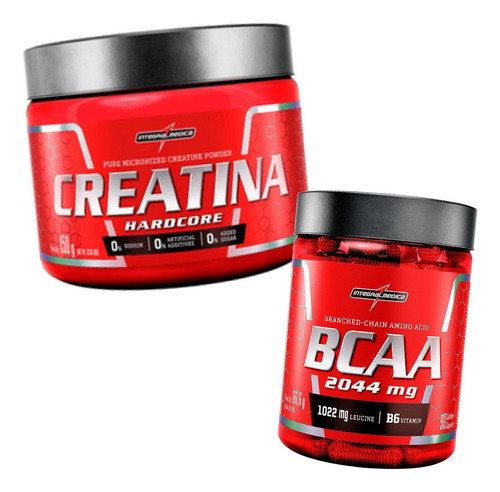 Suplemento Em Pó Creatina Hardcore Bcaa Em Cápsulas Kit