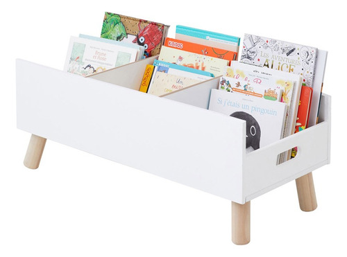 Porta Livros Revisteiro Infantil De Chão- Montessori- Branco