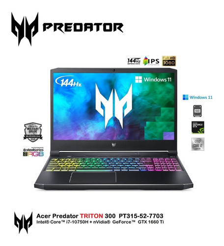 Acer Predator Core I7-10750h 16gb 1000gb 15.6fhd Gtx 6gb W11