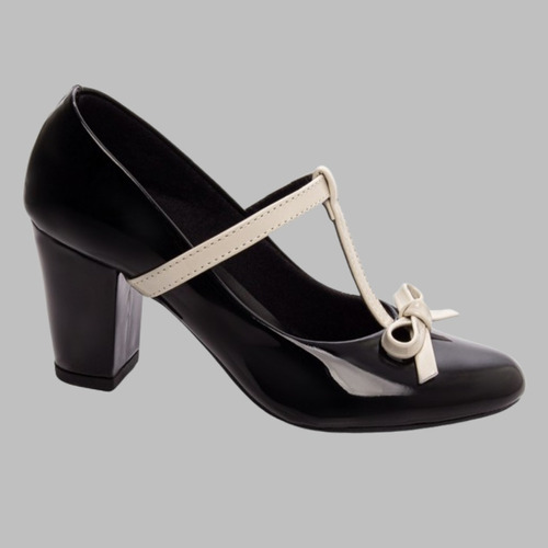 Sapato Scarpin Salto Médio Alto Grosso Boneca Feminino 7 Cm