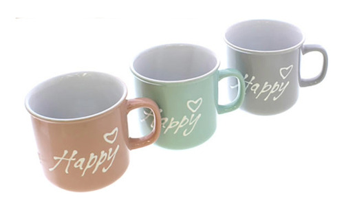 Taza De Cafe 3 Unidades 416ml Happy