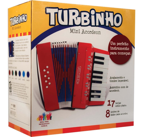 Acordeon Infantil Turbinho 8 Baixos Semiprofissional