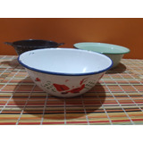 Trio De Bowls Enlozados Antiguos  Art 674