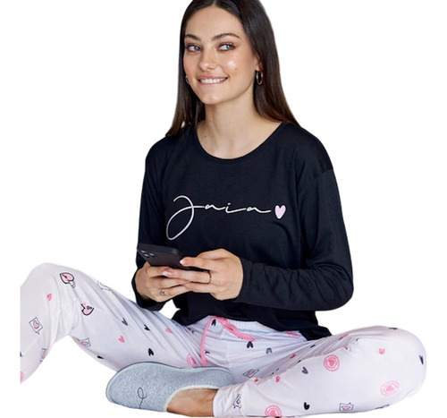 Pijama Manga Larga Jaia Algodon Modal Invierno Mujer 22012