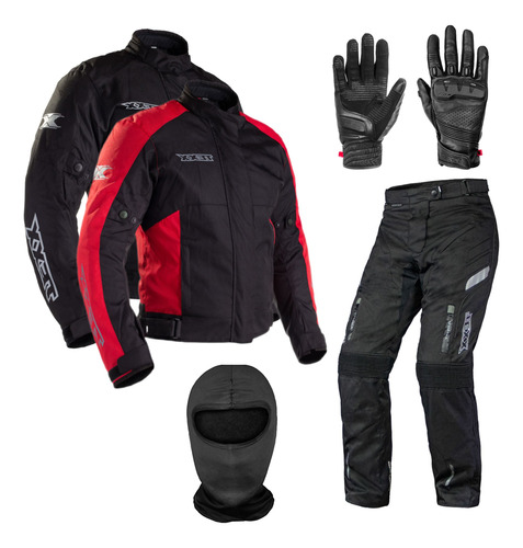 Kit Motoqueiro Masc Jaqueta Ronin Calça Strike Luva Phanter