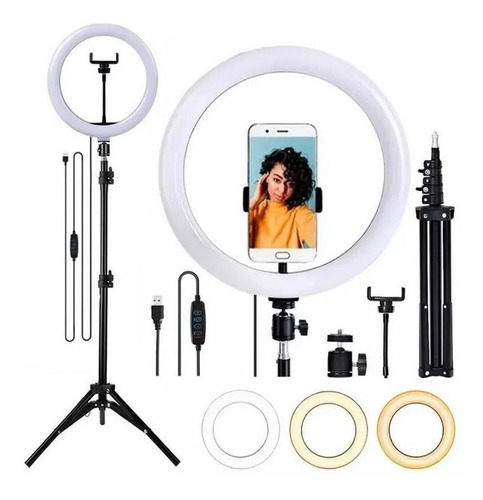 Kit Youtuber Tripé Celular Ring Light Microfone Lapela Live