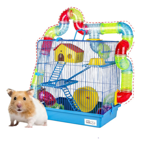 Gaiola Hamster 3 Andares Labirinto Tubo Luxo 