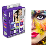 Kit 6 Tintas P/ Rosto Pele Facial + Pincel E Glitter Festa