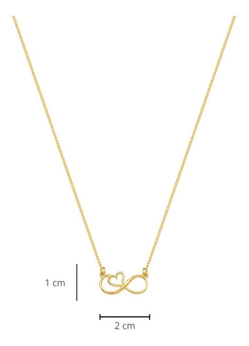 Colar Feminino Infinito Coração Amor Infinito Cor Dourado