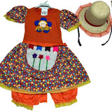 Vestido Festa Junina Menina Moça Luxo C/chapéu Envio Já