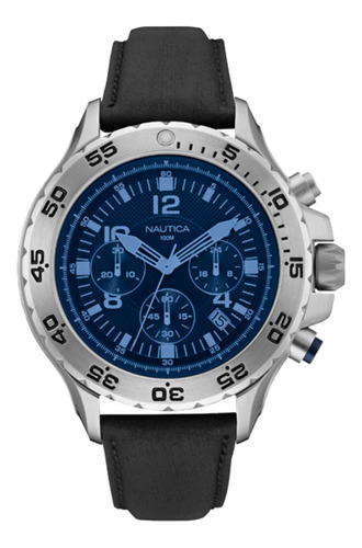 Reloj Nautica Nai19536g De Piel Azul Para Hombre