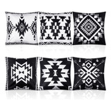 Juego De 6 Fundas De Almohada Bohemias Aztecas, Color Negro 