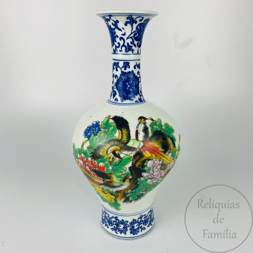 Vaso De Porcelana Oriental Azul