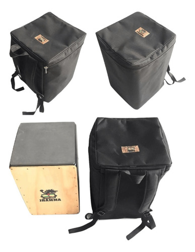 Cajón Reto Acústico + Bag De Transporte Jhamma Percussões Bk